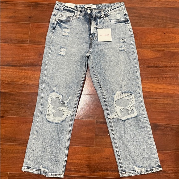 VERVET BY FLYING MONKEY Denim - Vervet Women’s Distressed Light Wash High Rise Straight Jeans Size 30/11. NWT!